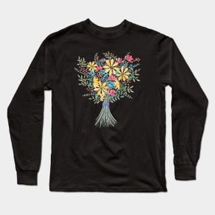 Bright Watercolor Floral Bouquet Long Sleeve T-Shirt